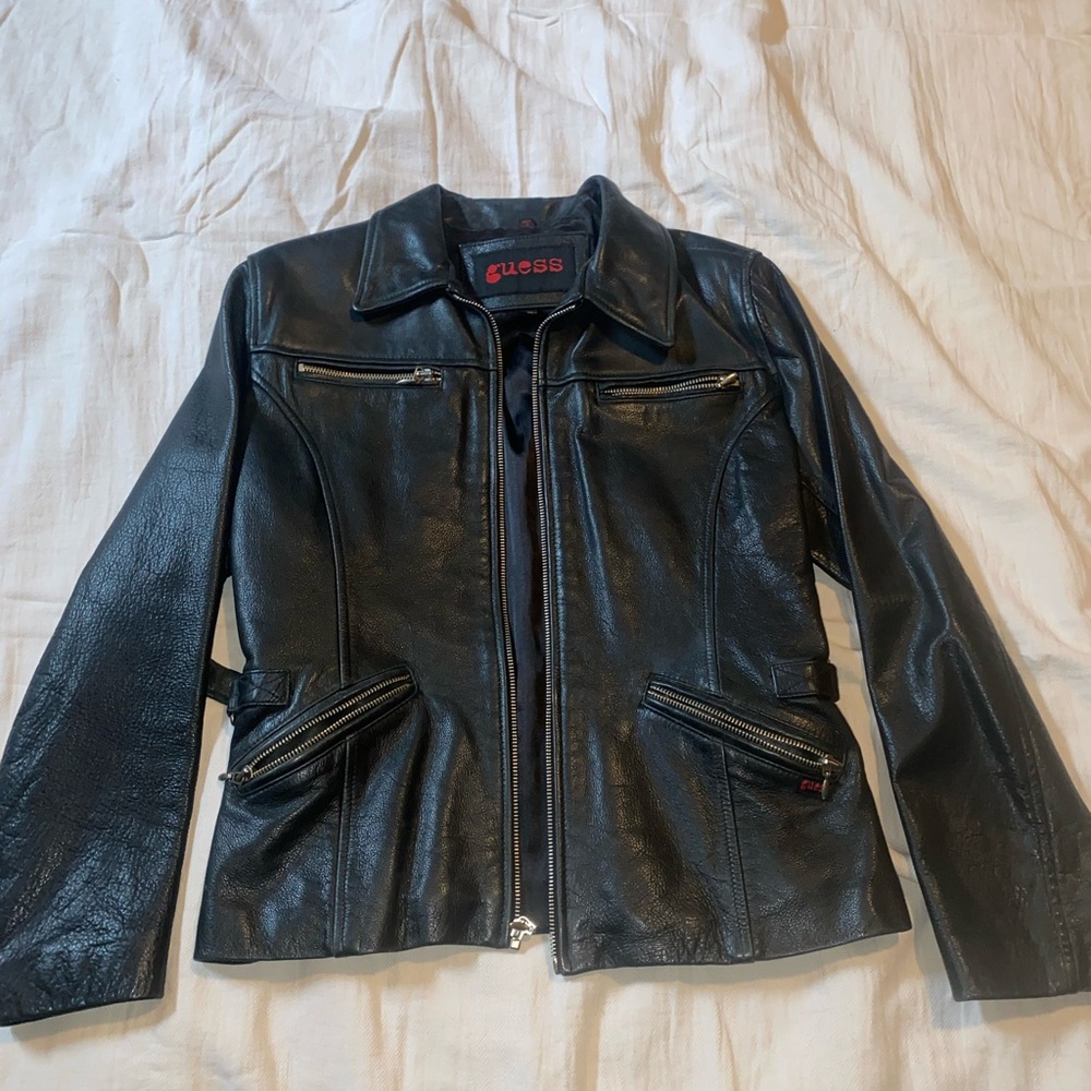 Guess Black Leather Jacket